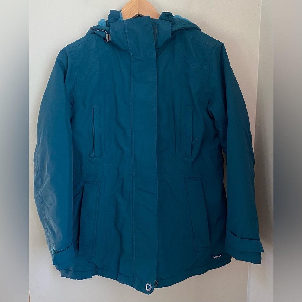 Lands’ End Women's Classic Squall Waterproof Insulated Parka Size XS Teal Winter - Picture 3 of 14